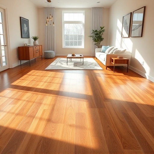 Spacious room in Frankfort IL features seamless hardwood flooring, modern decor, and soft natural lighting.