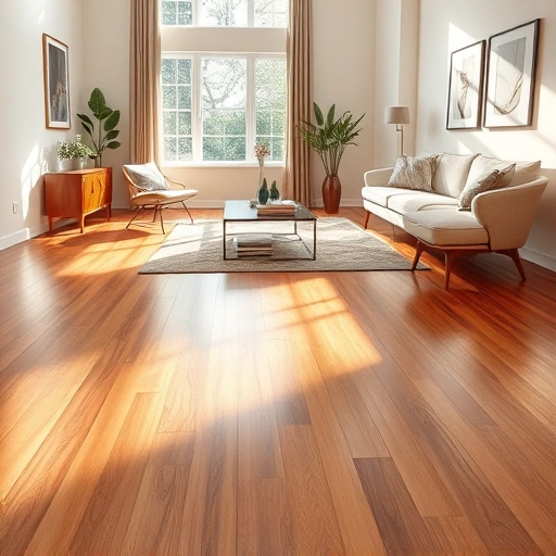 Completed hardwood flooring installation in Hinsdale IL with seamless planks and modern interior design elements.