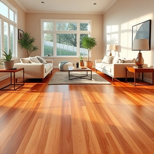 Beautifully crafted hardwood floor in a spacious Wheaton IL living room with elegant furniture and warm natural light.