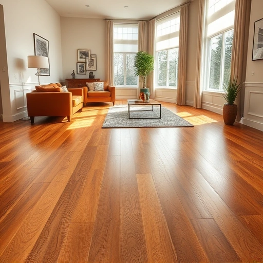 Luxurious hardwood flooring in a spacious Highland IN living room with natural light, stylish decor, and inviting ambiance.