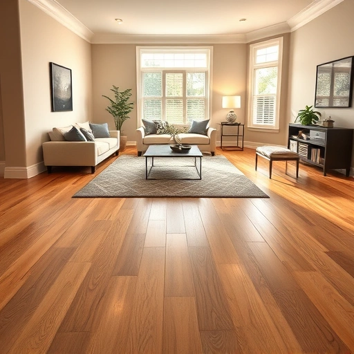 Spacious Wheaton IL living room with natural oak hardwood floors, soft beige walls, and elegant decor showcasing craftsmanship.