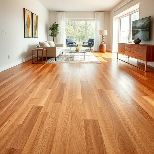 Completed hardwood flooring installation in Darien IL featuring rich oak wood grain and elegant modern decor.
