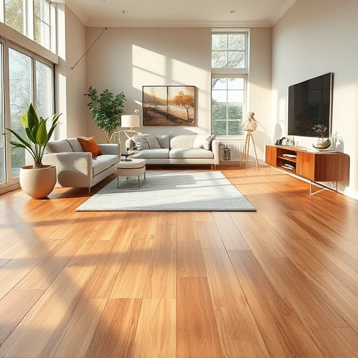 Completed hardwood and tile flooring in a modern living room in Munster IN with natural light and stylish decor.