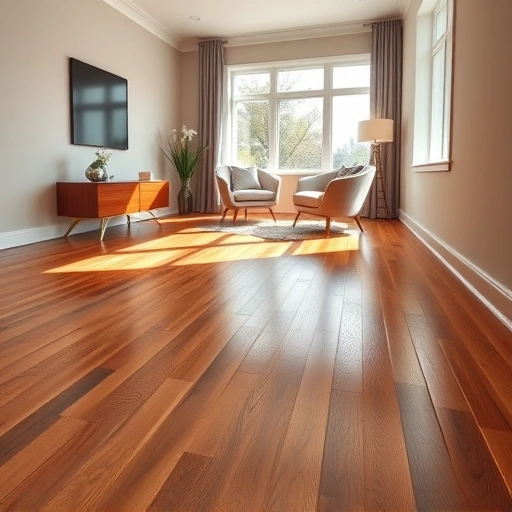 Stunning hardwood floor installation in Bloomingdale IL with rich finish, modern baseboards, and elegant interior design.