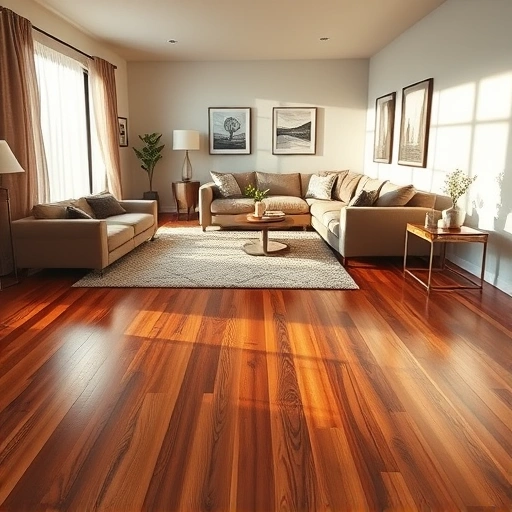 Beautifully designed living room in Hammond IN with rich hardwood floors, elegant furniture, and warm ambiance.