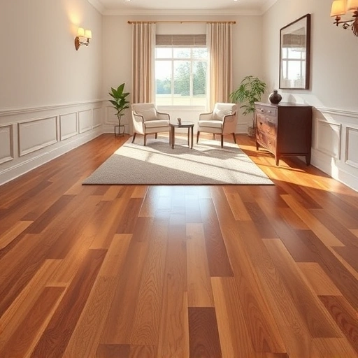 Polished hardwood flooring installation in Carol Stream, IL, with elegant decor, warm tones, and natural light.