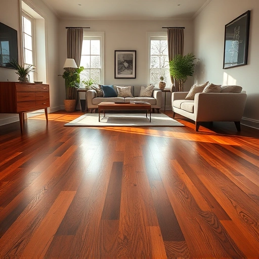 Solid hardwood floors gleam under ambient light in a sophisticated Darien IL living space with elegant decor.