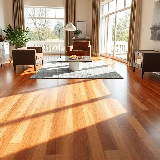 Beautiful hardwood flooring installation in Woodridge IL with warm tones, natural light, and minimalistic decor.