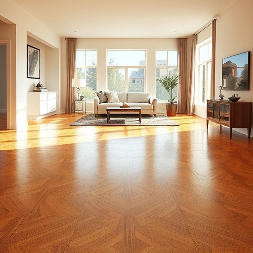 Spacious living room in Palos Heights, IL with gleaming hardwood floors, modern decor, and natural light.