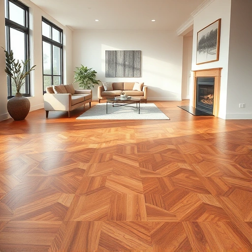 Completed flooring installation in a spacious living room featuring polished hardwood and modern tile designs.