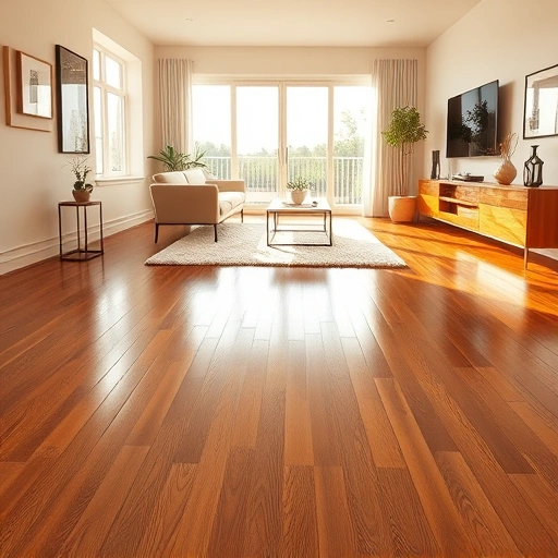 Spacious Oak Park living room with polished hardwood flooring, minimalistic decor, and warm natural light.
