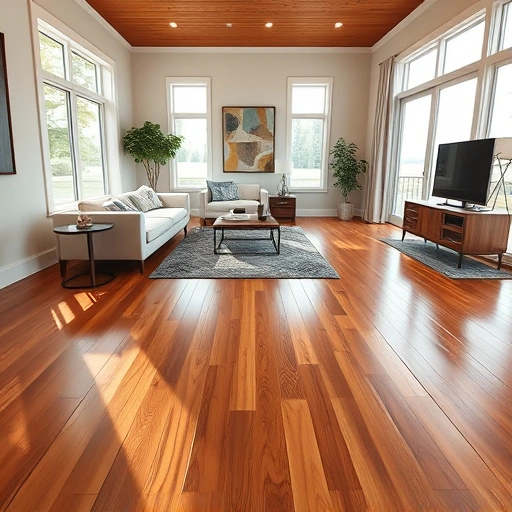 Beautiful hardwood flooring installation in a spacious Lombard living area with polished planks and tasteful decor.