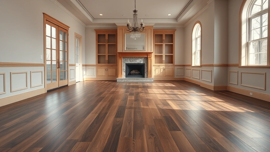 Flooring installation in a modern living room in Burr Ridge, IL.