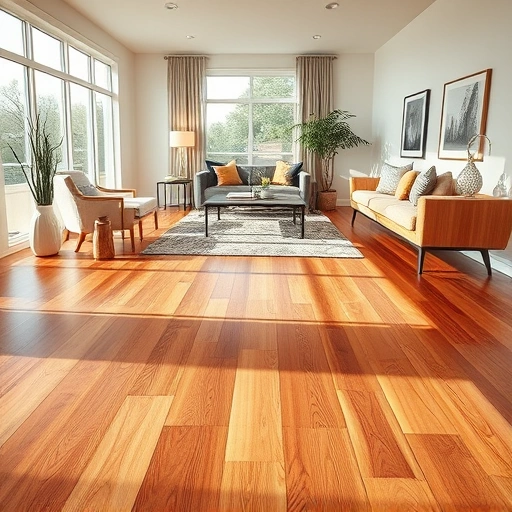 Elegant hardwood flooring installation in Lisle IL, featuring warm tones, intricate grain, and modern decor accents.
