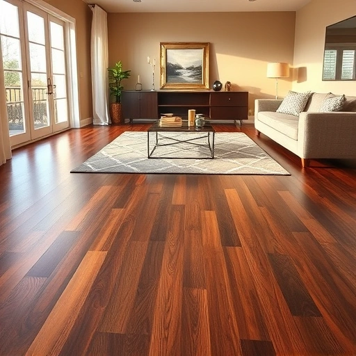 Spacious living room in Glen Ellyn, IL with dark hardwood floors, modern decor, and warm neutral walls.