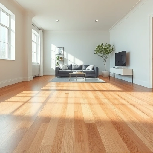Soundproof underlayment installation in Darien IL showcasing a pristine hardwood floor and stylish decor in a serene room.