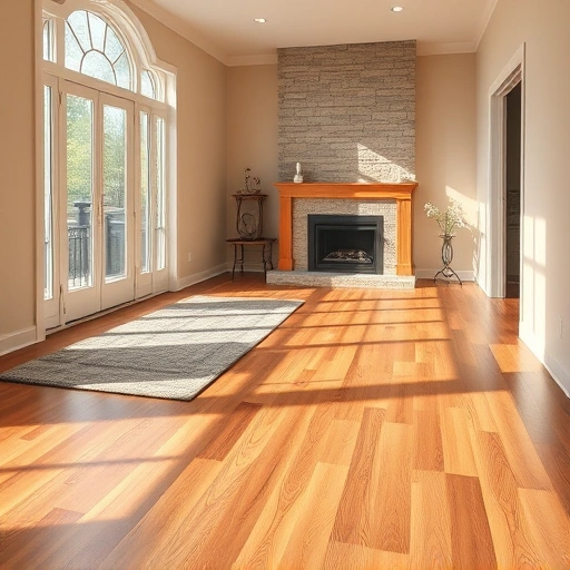 Spacious living room in Naperville, IL with polished hardwood floors, elegant decor, and warm inviting tones.