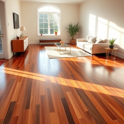Spacious room in Darien IL with polished hardwood floors and minimalistic furniture creating an inviting atmosphere.