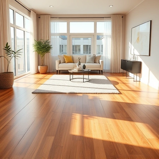 Spacious living room in Lisle IL with elegant hardwood flooring, neutral walls, and minimalistic decor highlighting craftsmanship.