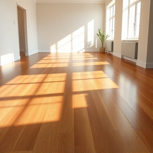 Polished hardwood flooring installation in Westmont, IL, showcasing rich tones and modern minimalist design.