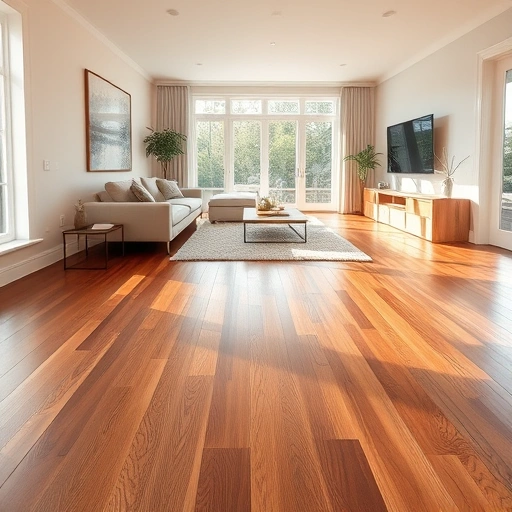 Spacious living room in La Grange, IL featuring elegant hardwood floors and modern decor illuminated by natural light.