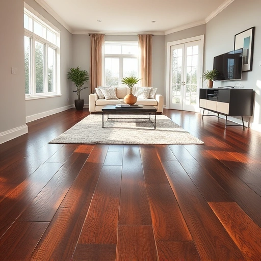 Spacious living room in Oak Brook IL with dark hardwood floors, modern decor, and natural light enhancing the design.