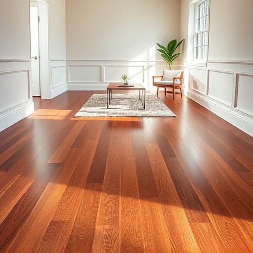 Nail-down hardwood flooring installation in Darien IL showcases polished planks, intricate grain, and elegant decor.