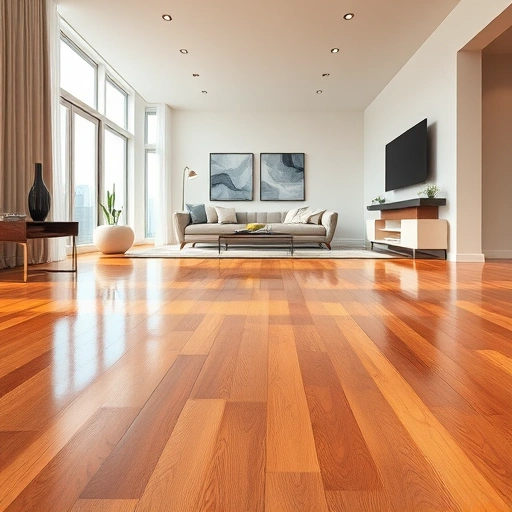 Completed hardwood flooring installation in Willowbrook IL, showcasing warm tones, modern decor, and natural light.