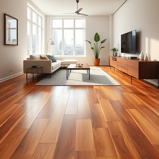 Beautiful hardwood floor in a stylishly furnished room with natural light and neutral walls in Palos Heights IL.