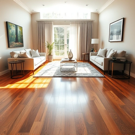 Elegant living room in Oak Brook, IL with polished hardwood floors, modern furniture, and natural light.