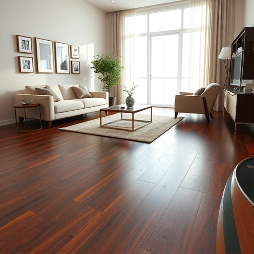 Luxury Vinyl Tile flooring in an elegant Darien IL living room with dark wood grain, natural light, and modern decor.