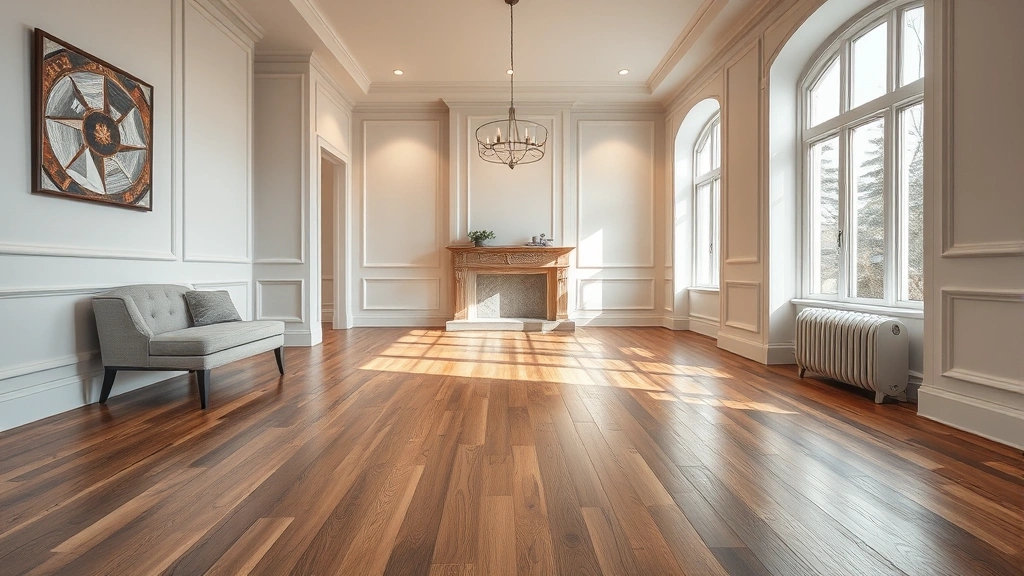 Flooring installation in a modern living room in Elmhurst, IL.