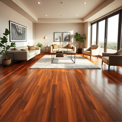 Spacious living room in Bloomingdale IL showcasing gleaming hardwood floors and elegant contemporary decor.