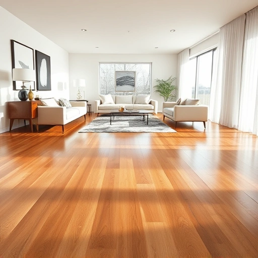 Spacious living room in La Grange IL featuring polished hardwood floors and elegant modern decor with natural light.