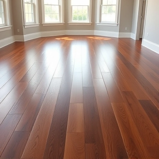 Spacious room with dark oak hardwood flooring, neutral walls, and clean white baseboards creating a serene atmosphere.