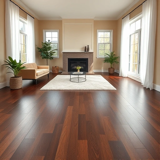 Elegant living room in Hinsdale, IL featuring rich dark hardwood flooring, modern windows, and stylish decor.