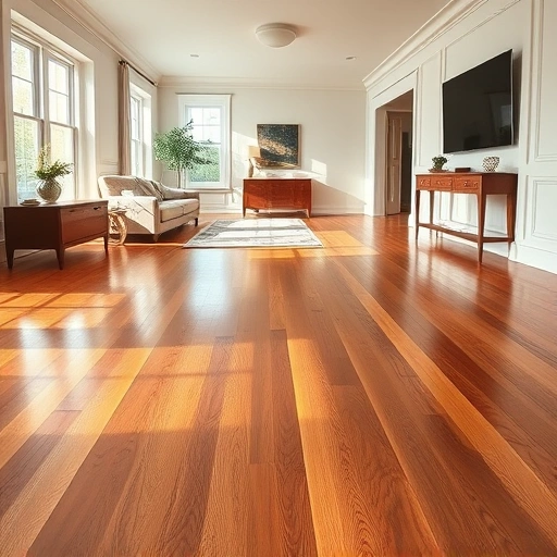 Completed hardwood flooring installation in Darien IL showcasing rich grain, elegant molding, and natural light ambiance.