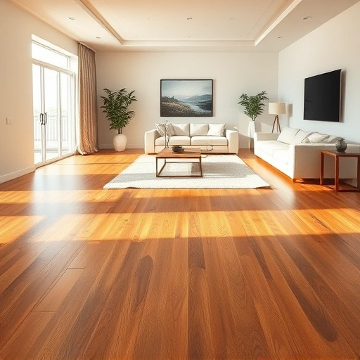 Spacious Bloomingdale living room with elegant hardwood flooring, modern furniture, and soft ambient lighting.