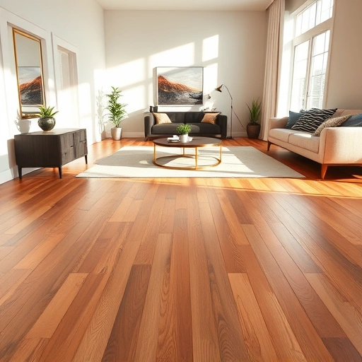 Spacious living room in La Grange Park IL featuring rich hardwood floors, modern decor, and natural lighting.