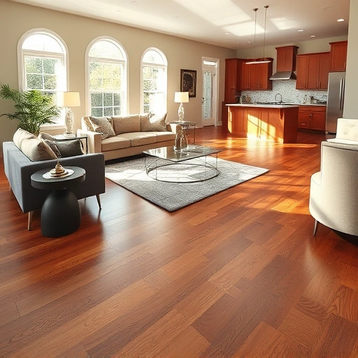Spacious Lisle IL living room with gleaming hardwood floors, modern decor, and natural light enhancing elegance.