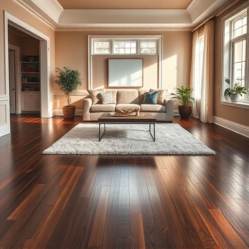 Completed hardwood flooring installation in a cozy Lockport IL living room with warm tones and elegant decor.