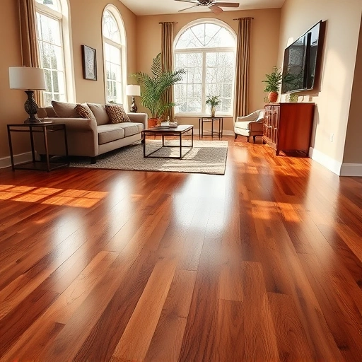 Spacious living room in Hammond IN with gleaming hardwood floors, elegant furniture, and warm neutral walls.