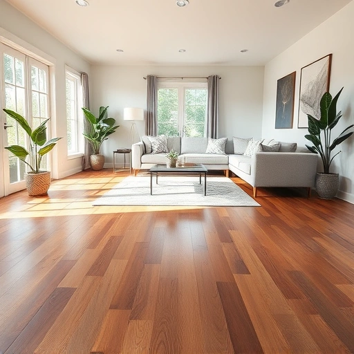 Spacious living room in Burr Ridge IL with elegant hardwood floors, minimalist furniture, and soft lighting.