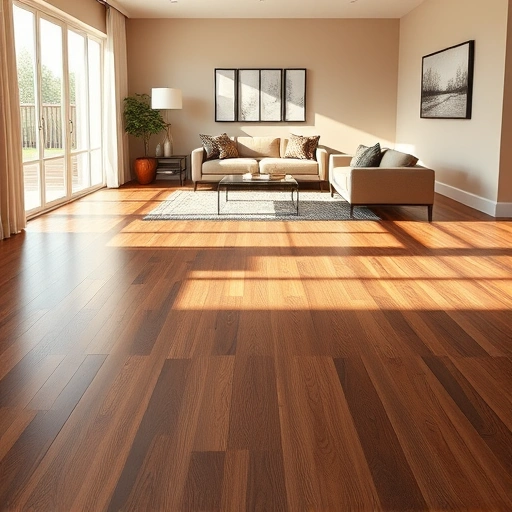 Engineered hardwood floor installation in a modern Darien IL room with natural light, elegant furniture, and warm decor.