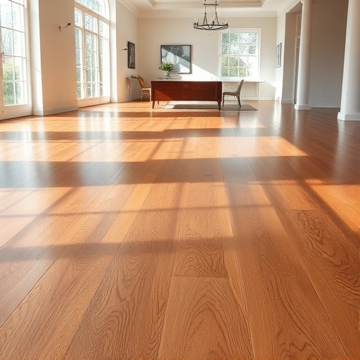 Spacious room with polished hardwood flooring reflecting soft light from large windows in Darien, IL.