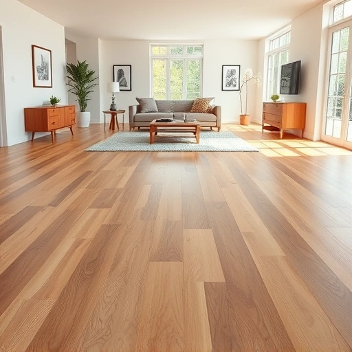 Perfectly installed oak hardwood flooring in a spacious, well-lit room with minimalist decor and natural light accents.