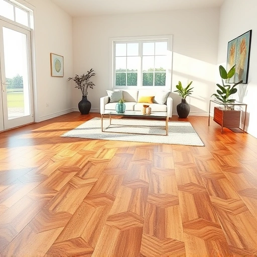 Stunning hardwood floor installation in Romeoville, IL with natural light, minimalist decor, and inviting atmosphere.