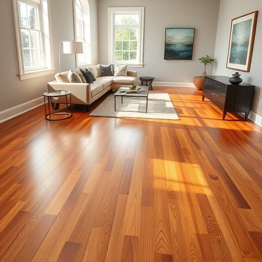 Spacious living room in Frankfort IL with polished hardwood floors, modern furniture, and natural light ambiance.