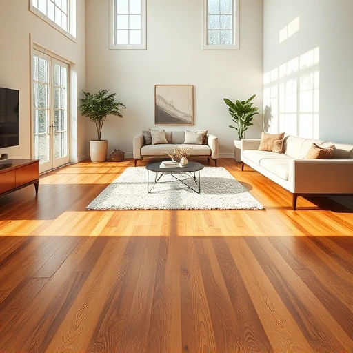 Spacious living room in Glen Ellyn, IL with elegant hardwood floors, minimalistic furniture, and warm ambiance.