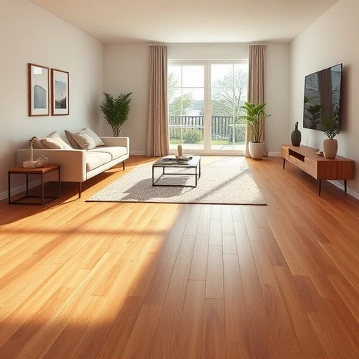 Spacious Tinley Park living room with elegant hardwood flooring, minimalistic furniture, and soft natural light.